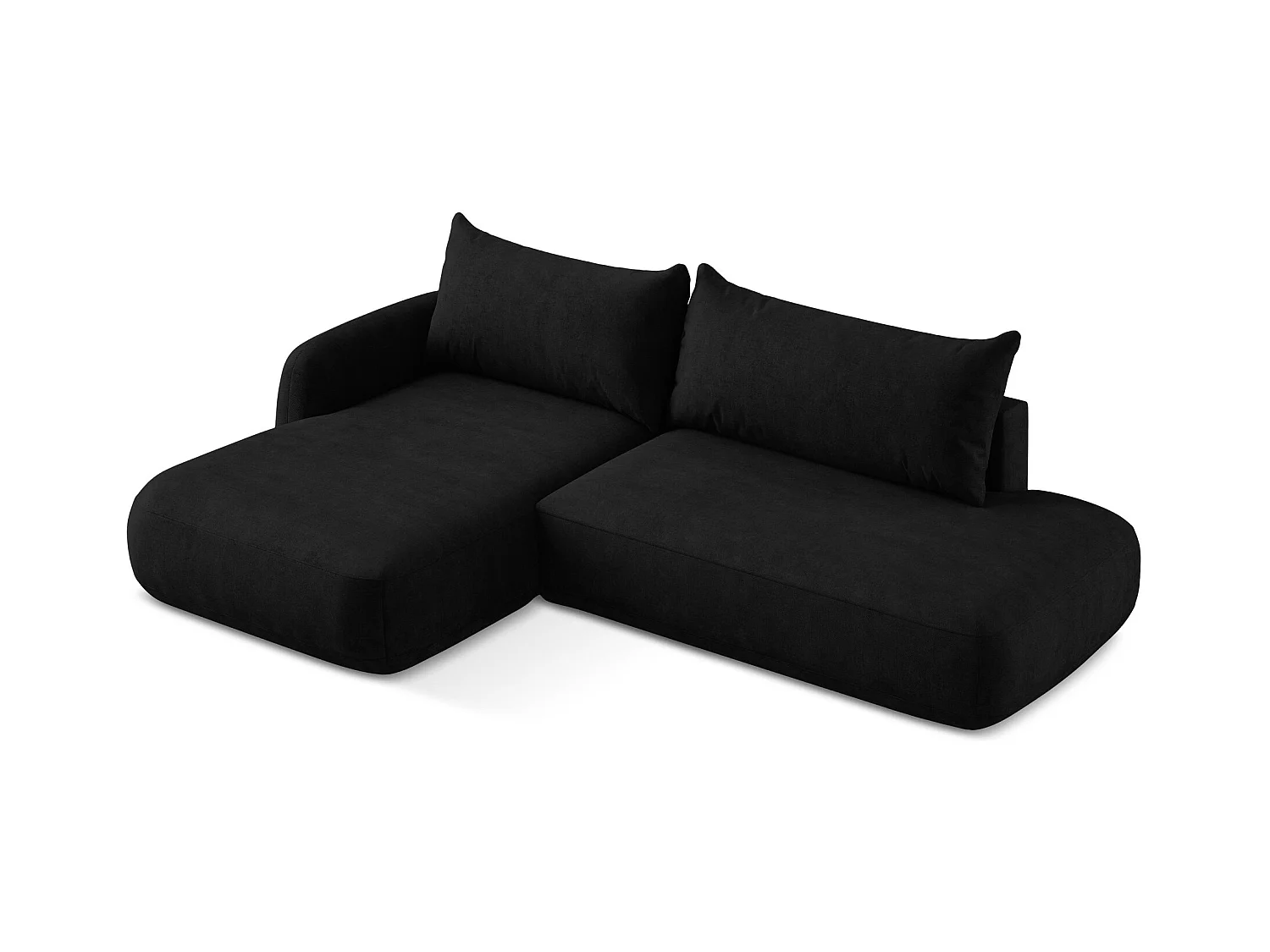 Canapé d’angle 3 places gauche convertible en tissu chenille - noir - HALE