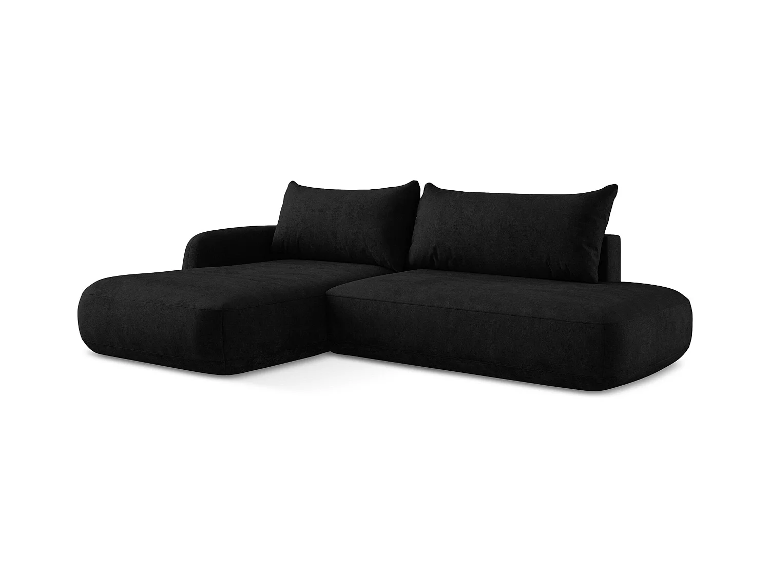 Canapé d’angle 3 places gauche convertible en tissu chenille - noir - HALE
