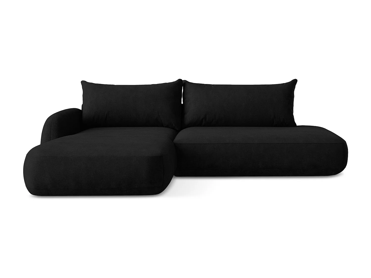 Canapé d’angle 3 places gauche convertible en tissu chenille - noir - HALE