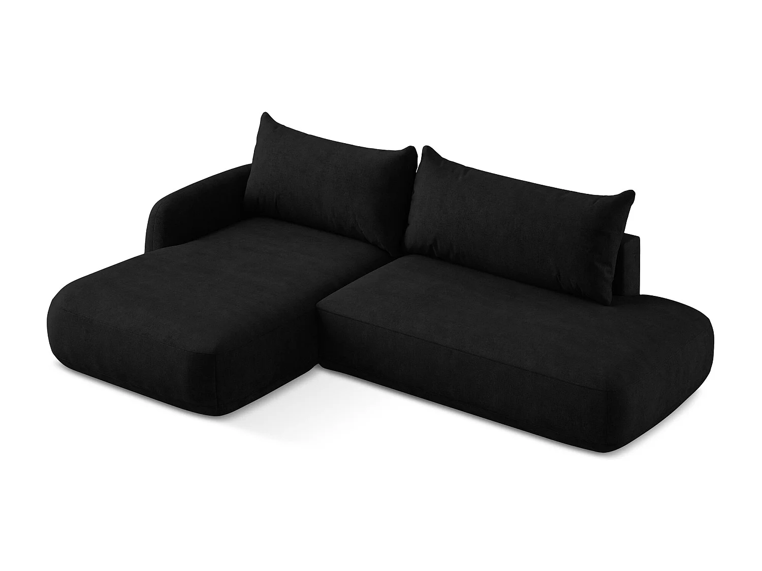 Canapé d’angle 3 places gauche convertible en tissu chenille - noir - HALE