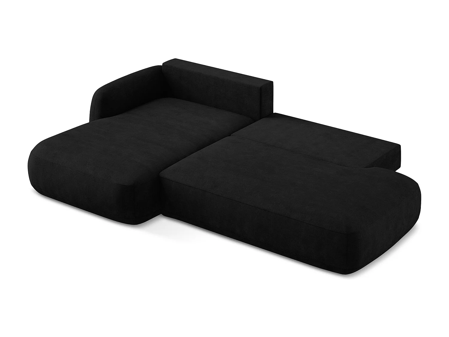 Canapé d’angle 3 places gauche convertible en tissu chenille - noir - HALE