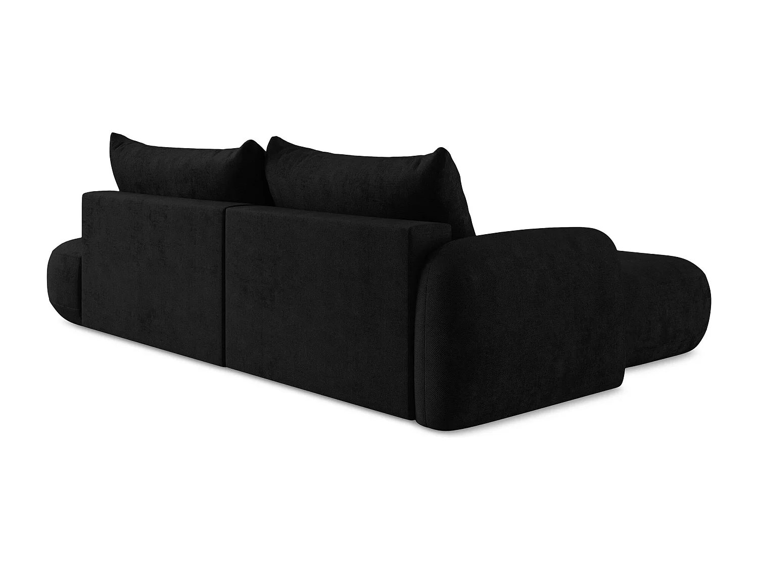 Canapé d’angle 3 places gauche convertible en tissu chenille - noir - HALE
