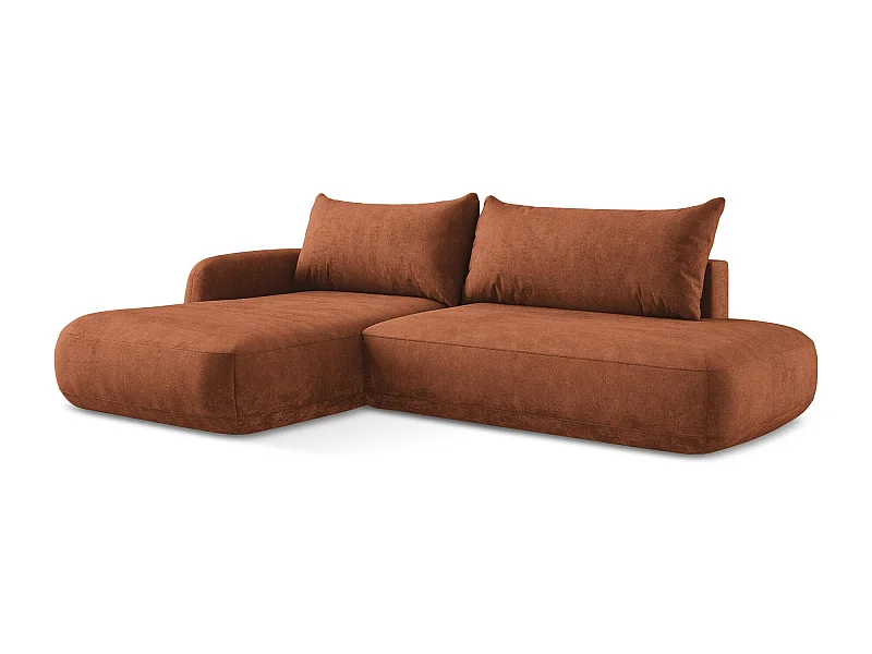 3-Sitzer Ecksofa mit Schlaffunktion - Ecke Links - Chenille - Terrakotta - HALE