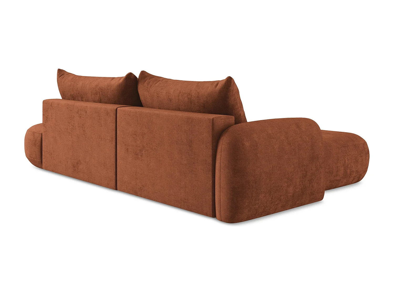 Canapé d’angle 3 places gauche convertible en tissu chenille - terre cuite - HALE