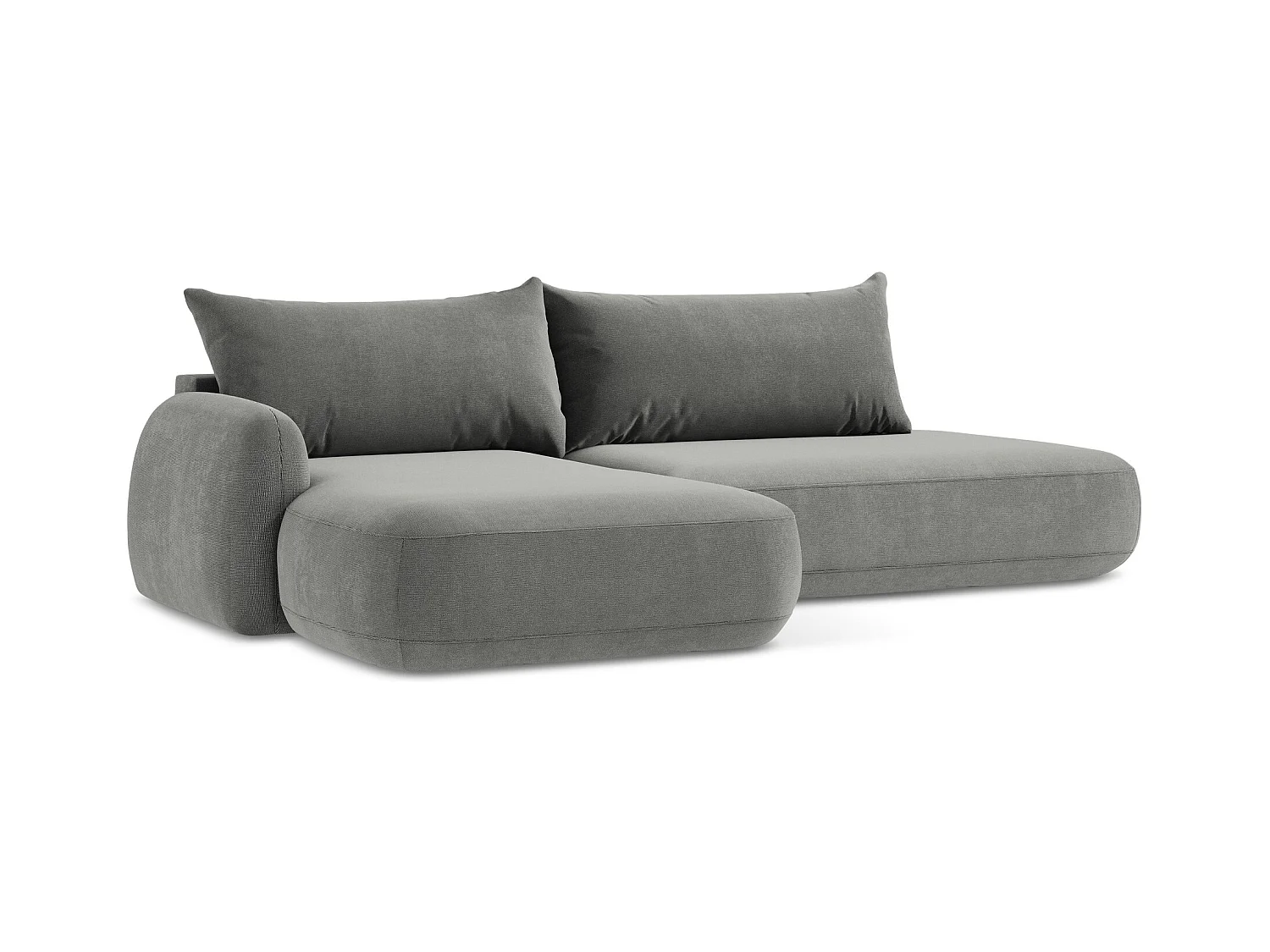 Canapé d’angle 3 places gauche convertible en tissu texturé - gris - HALE