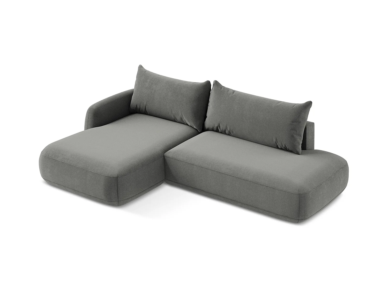 Canapé d’angle 3 places gauche convertible en tissu texturé - gris - HALE