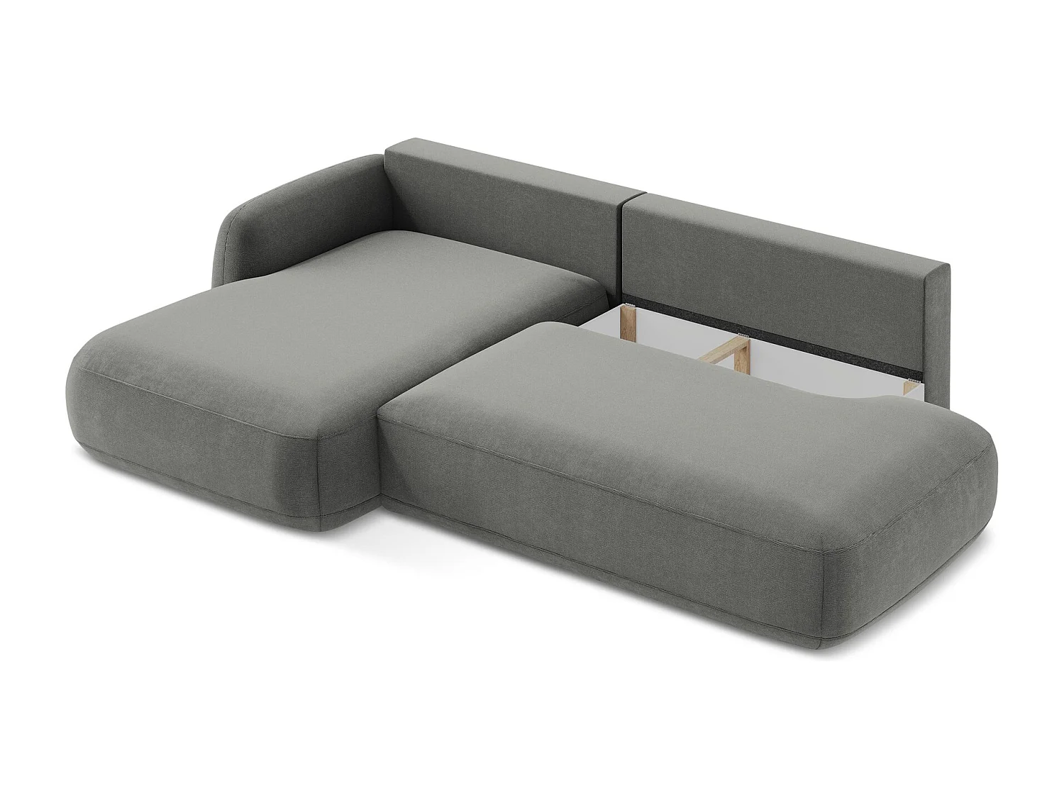 Canapé d’angle 3 places gauche convertible en tissu texturé - gris - HALE