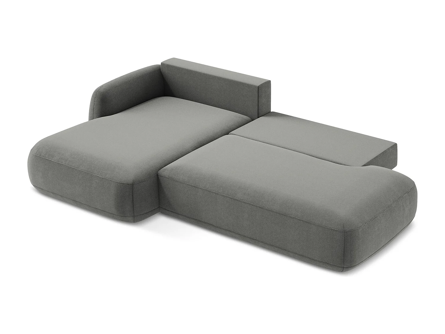 Canapé d’angle 3 places gauche convertible en tissu texturé - gris - HALE