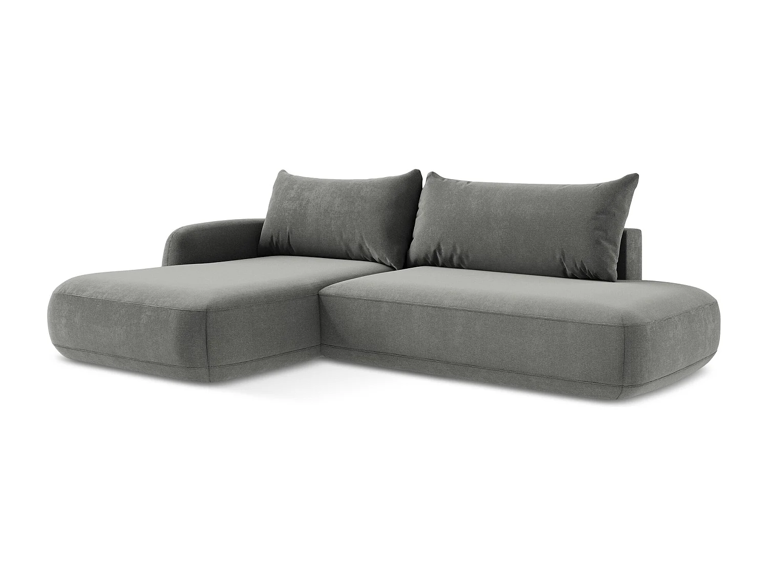 Canapé d’angle 3 places gauche convertible en tissu texturé - gris - HALE