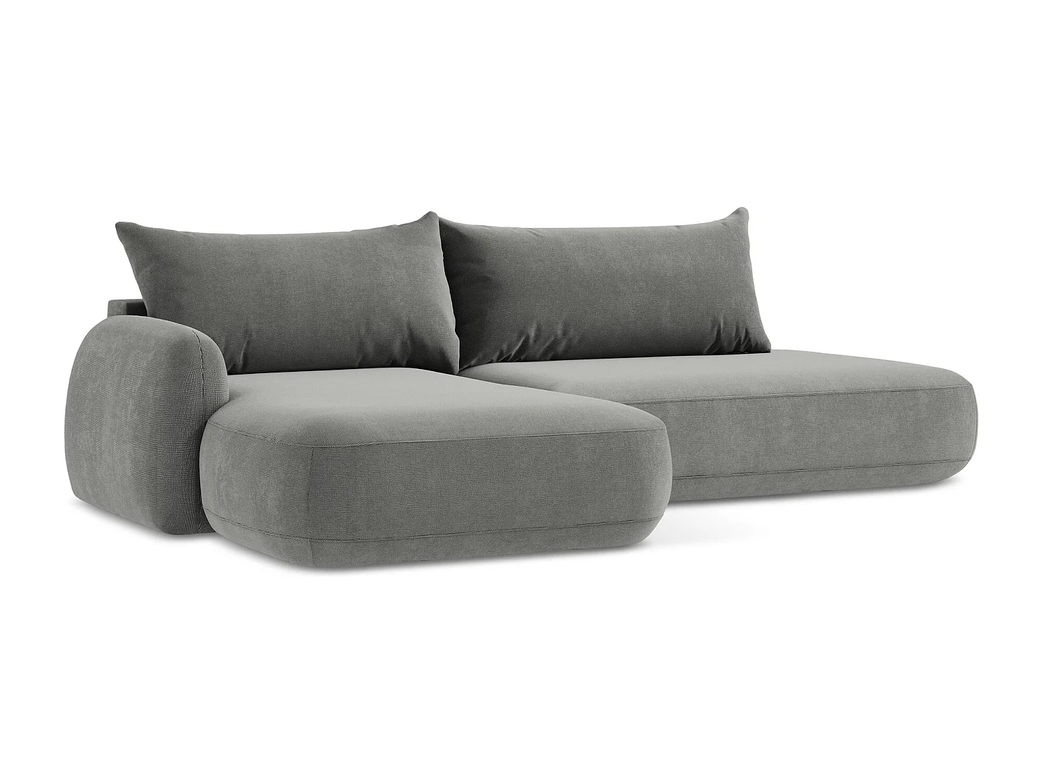 Canapé d’angle 3 places gauche convertible en tissu texturé - gris - HALE