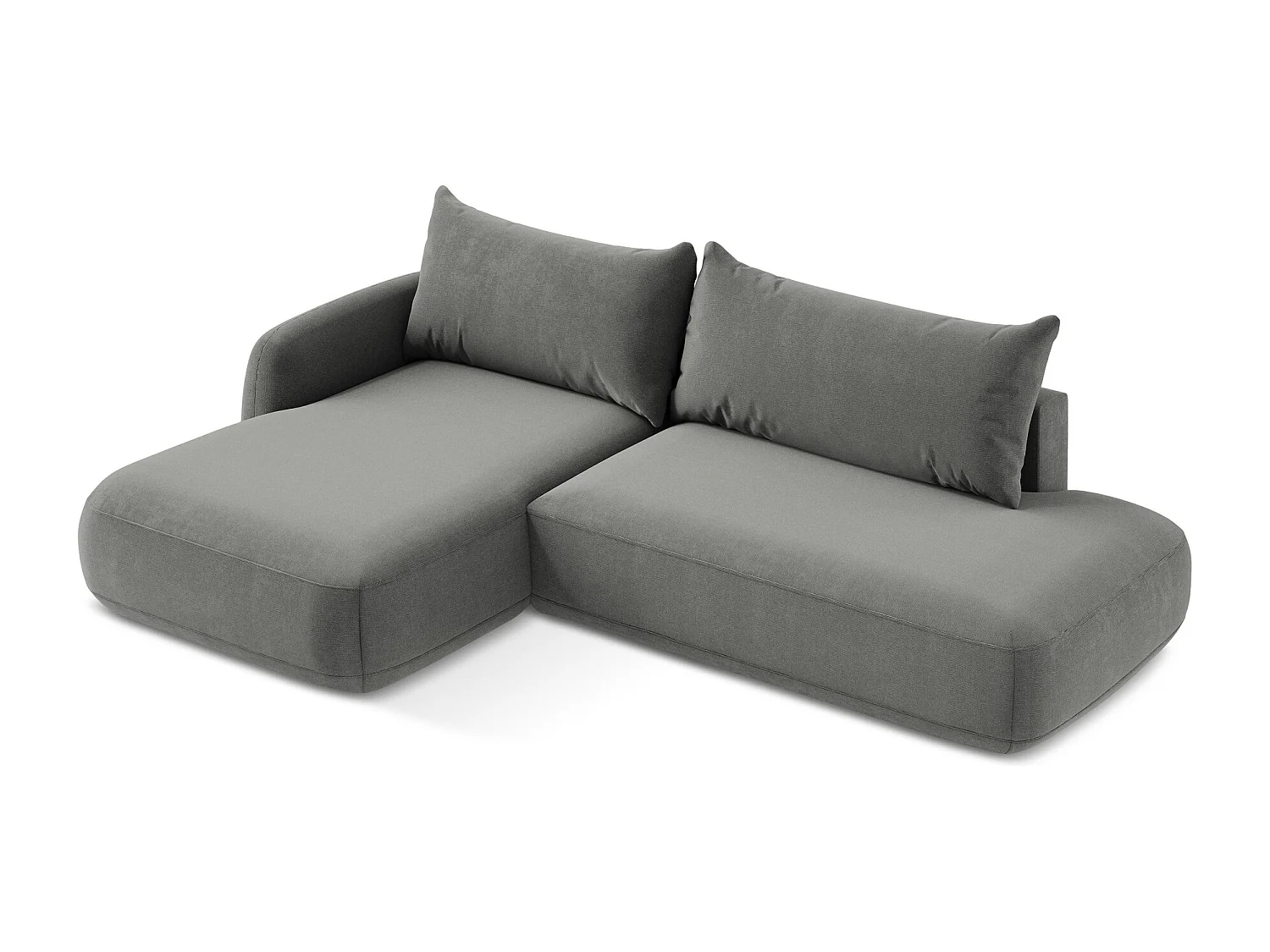 Canapé d’angle 3 places gauche convertible en tissu texturé - gris - HALE