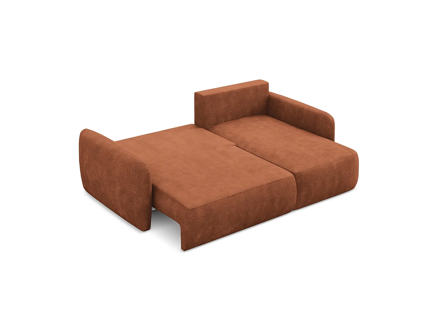 Canapé d'angle droit convertible en tissu chenille - terre cuite - CORLE
