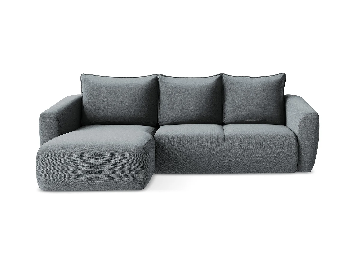 Canapé d’angle 3 places gauche convertible en tissu texturé - jeans - GUAVA