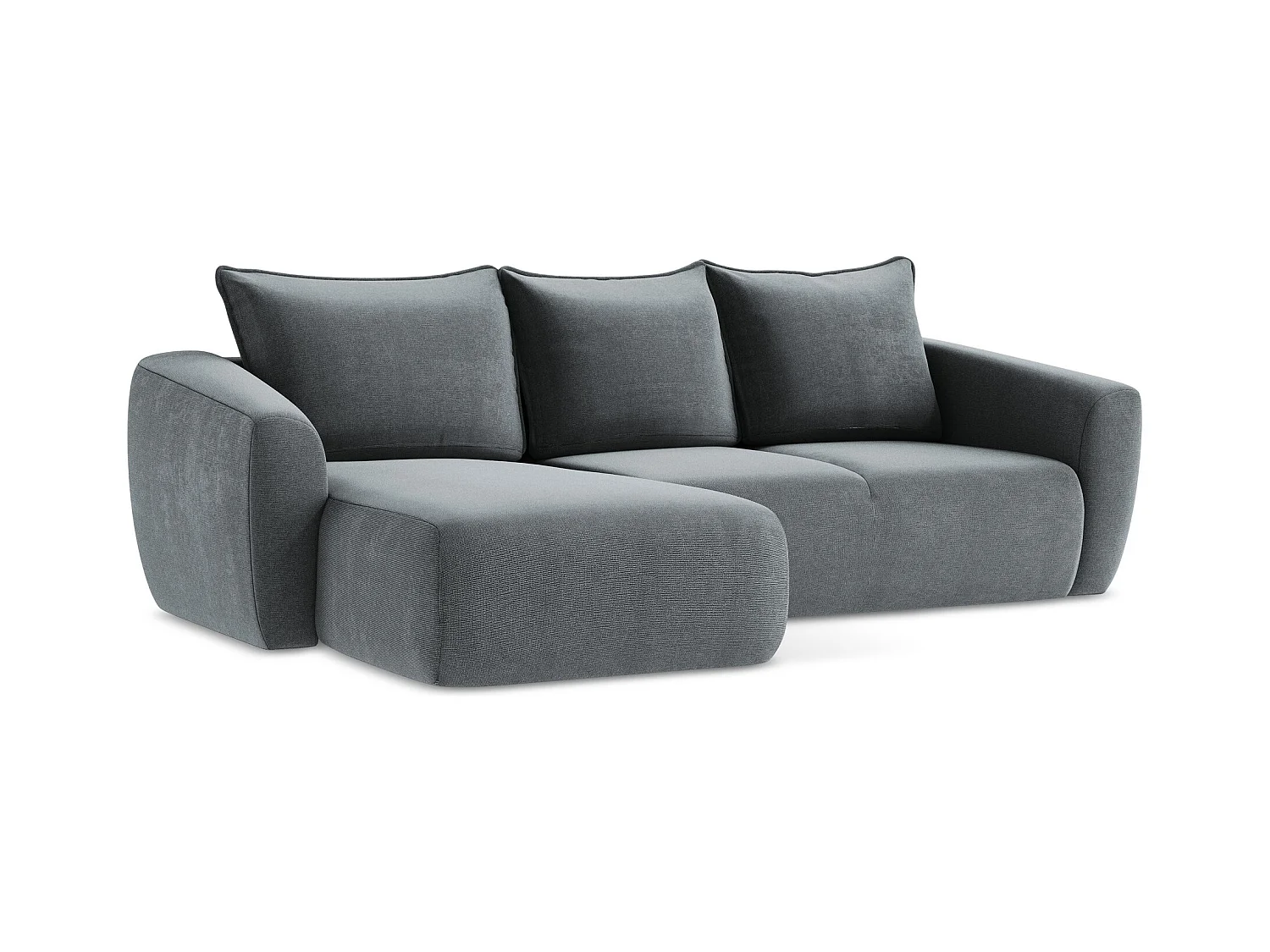 Canapé d’angle 3 places gauche convertible en tissu texturé - jeans - GUAVA