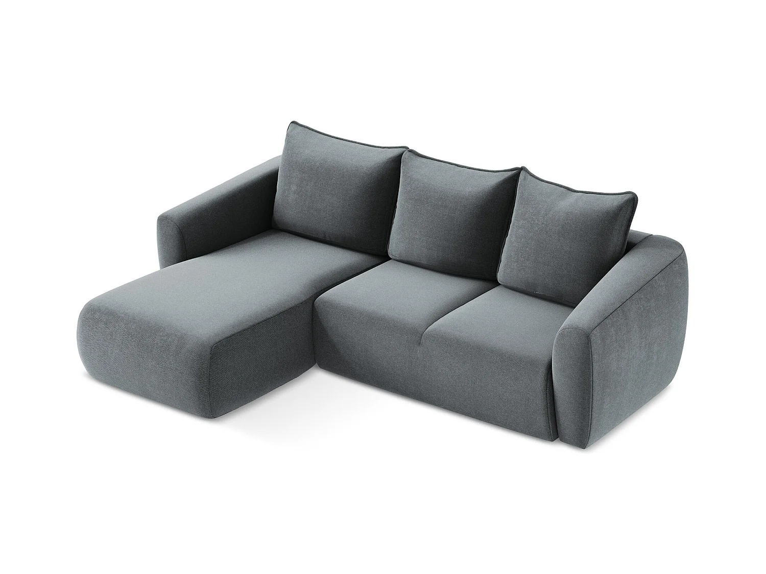 Canapé d’angle 3 places gauche convertible en tissu texturé - jeans - GUAVA