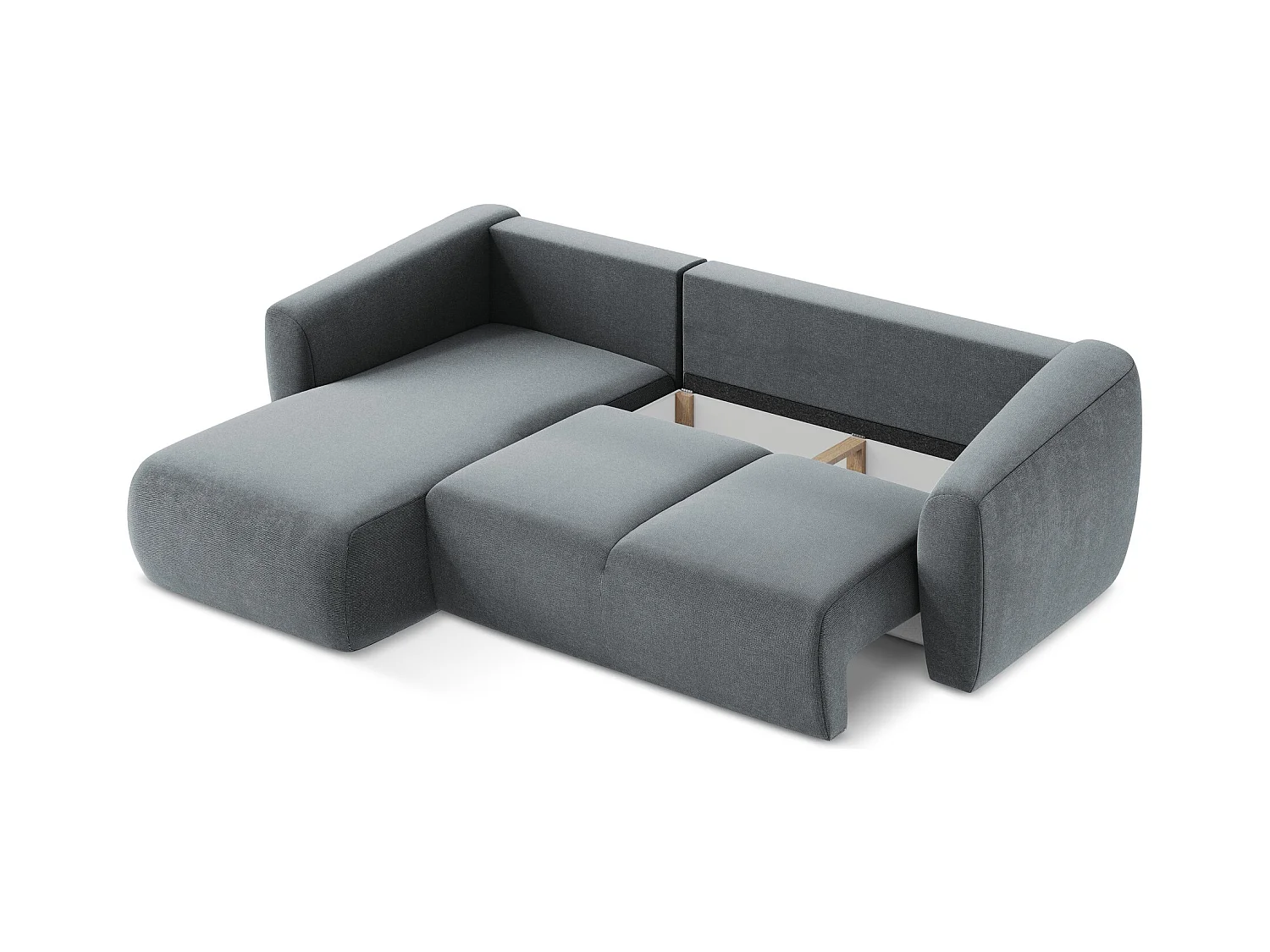 Canapé d’angle 3 places gauche convertible en tissu texturé - jeans - GUAVA