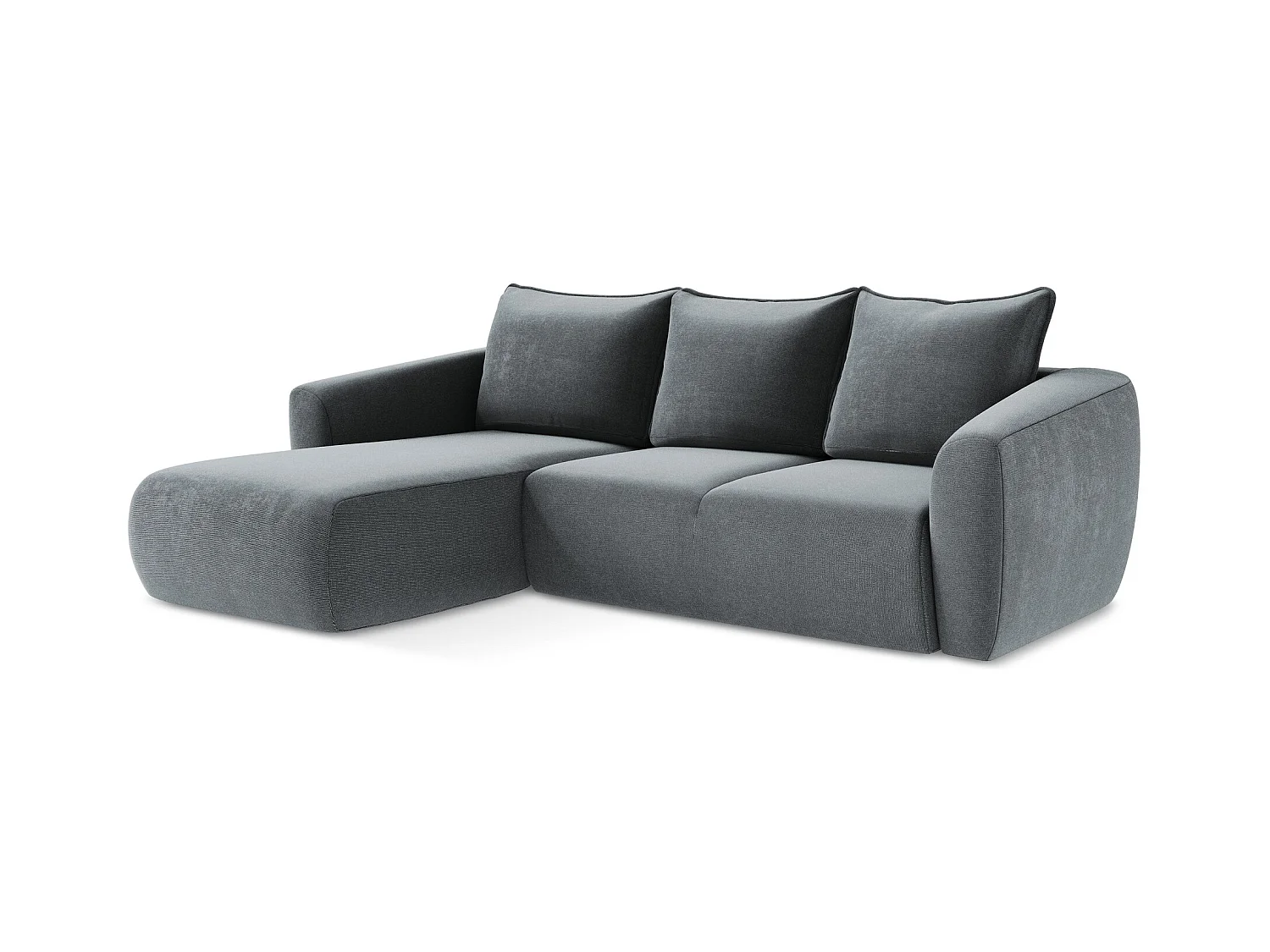 3-Sitzer Ecksofa mit Schlaffunktion - Ecke Links - Strukturstoff - Jeans - GUAVA