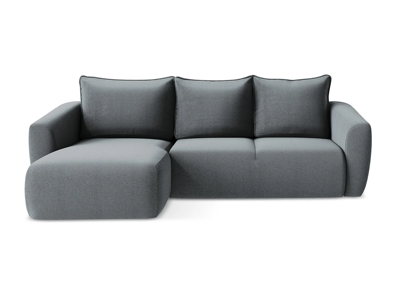 Canapé d’angle 3 places gauche convertible en tissu texturé - jeans - GUAVA