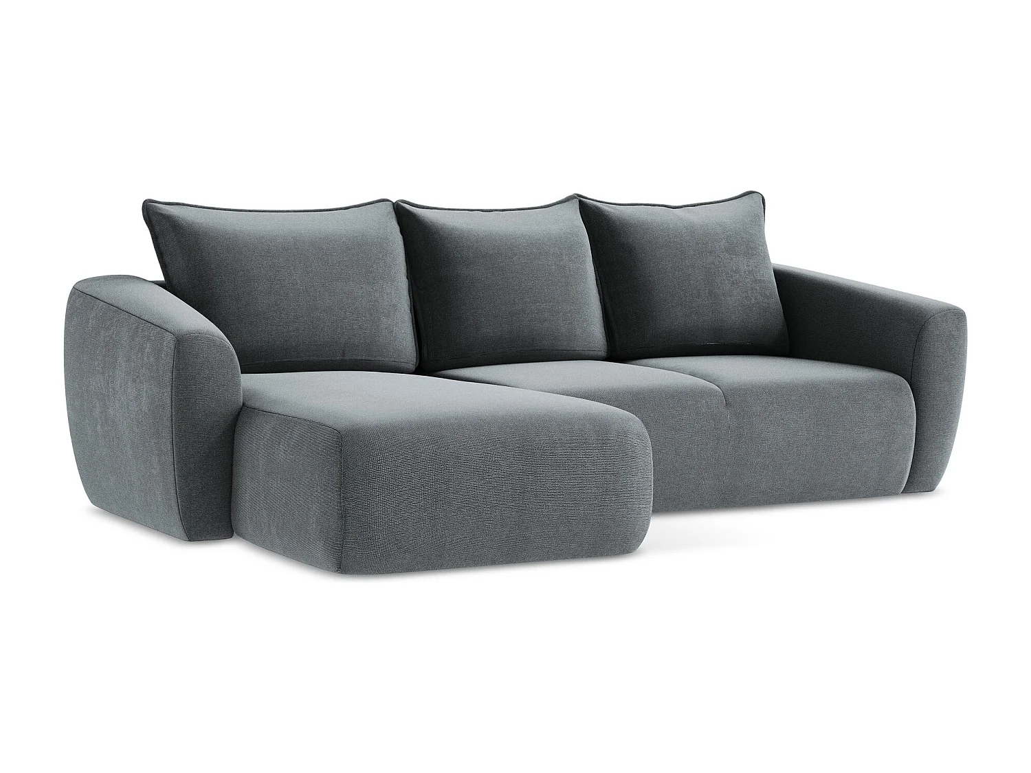 Canapé d’angle 3 places gauche convertible en tissu texturé - jeans - GUAVA