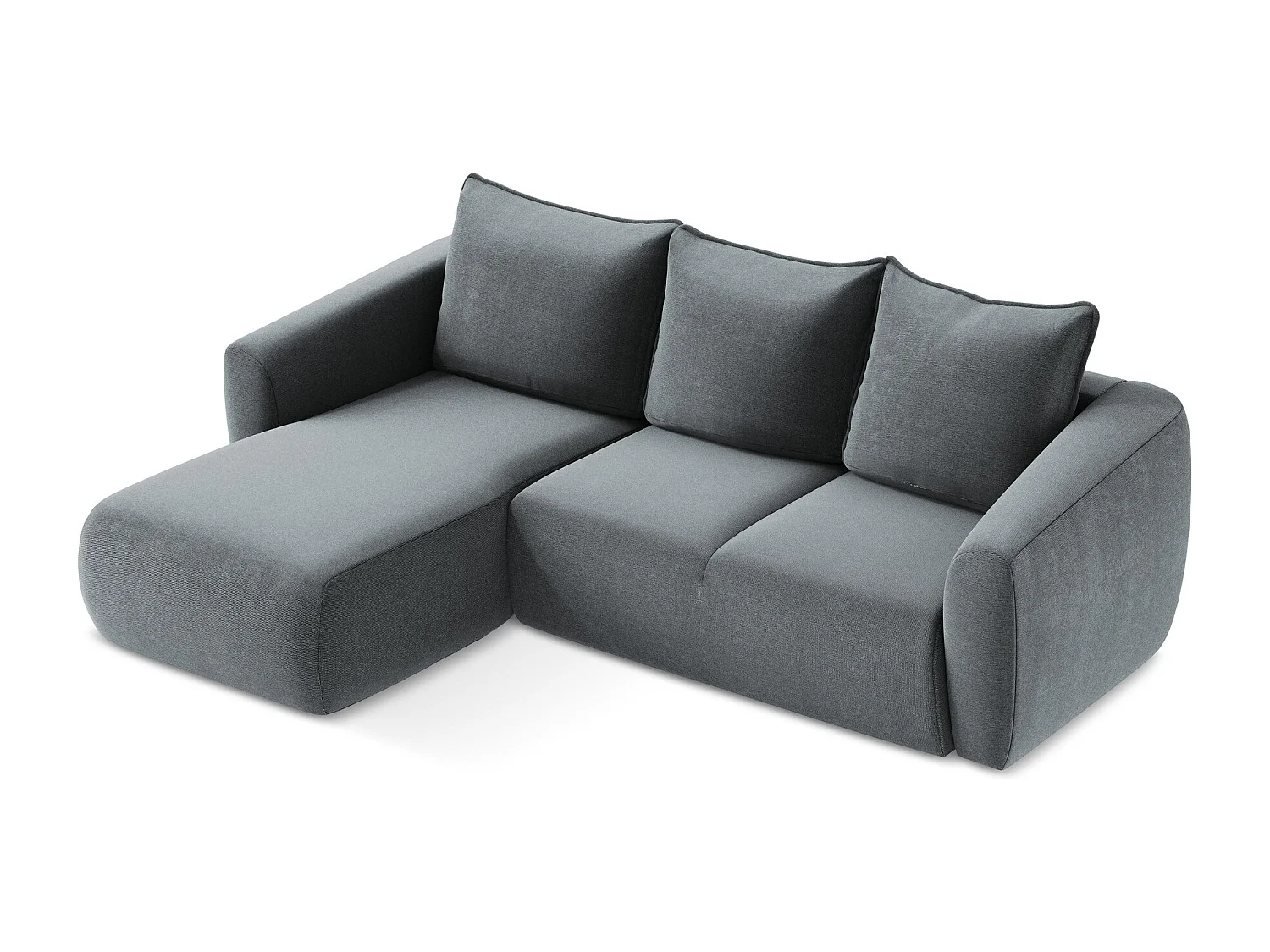 Canapé d’angle 3 places gauche convertible en tissu texturé - jeans - GUAVA