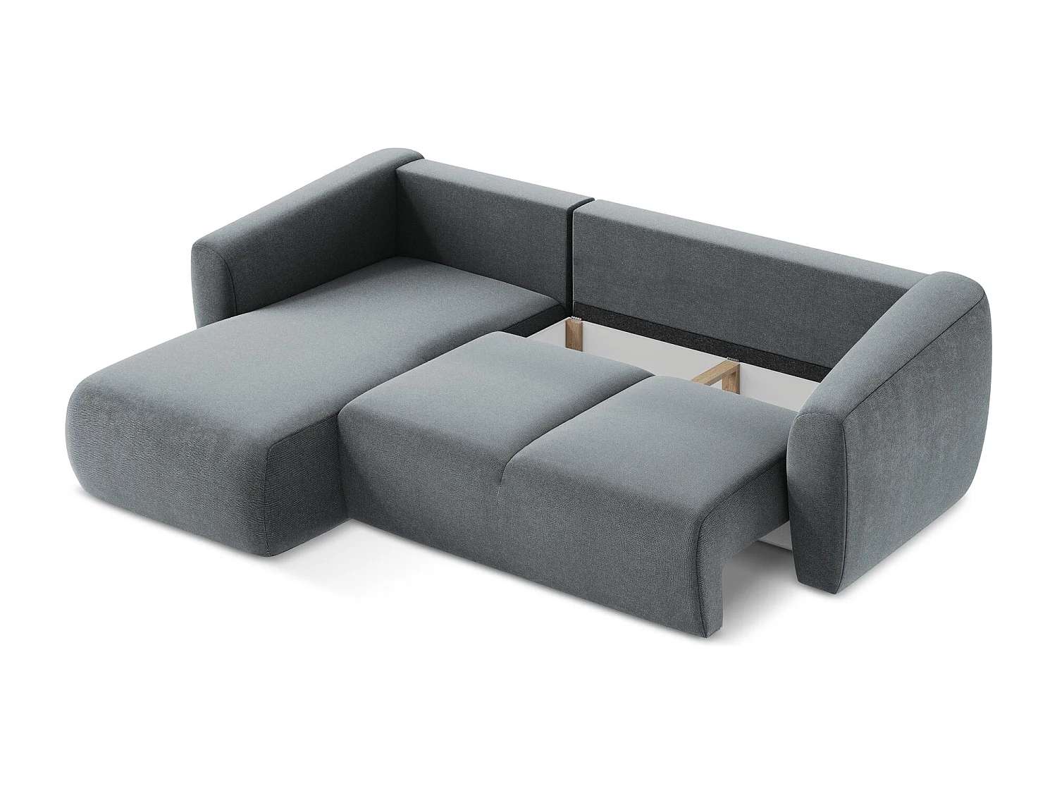 Canapé d’angle 3 places gauche convertible en tissu texturé - jeans - GUAVA