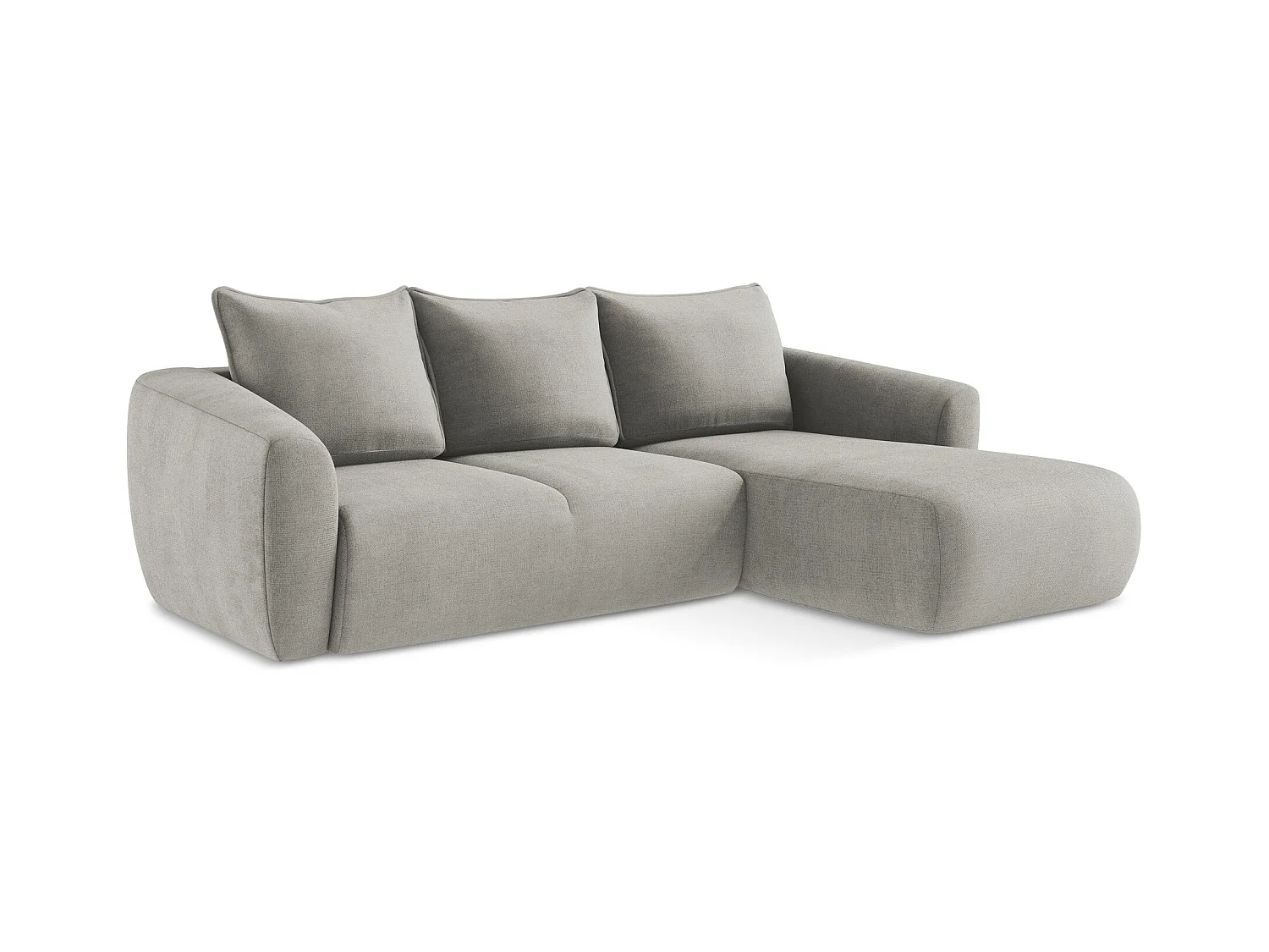 Ecksofa mit Schlaffunktion - Ecke Rechts - Strukturstoff - Hellgrau - GUAVA
