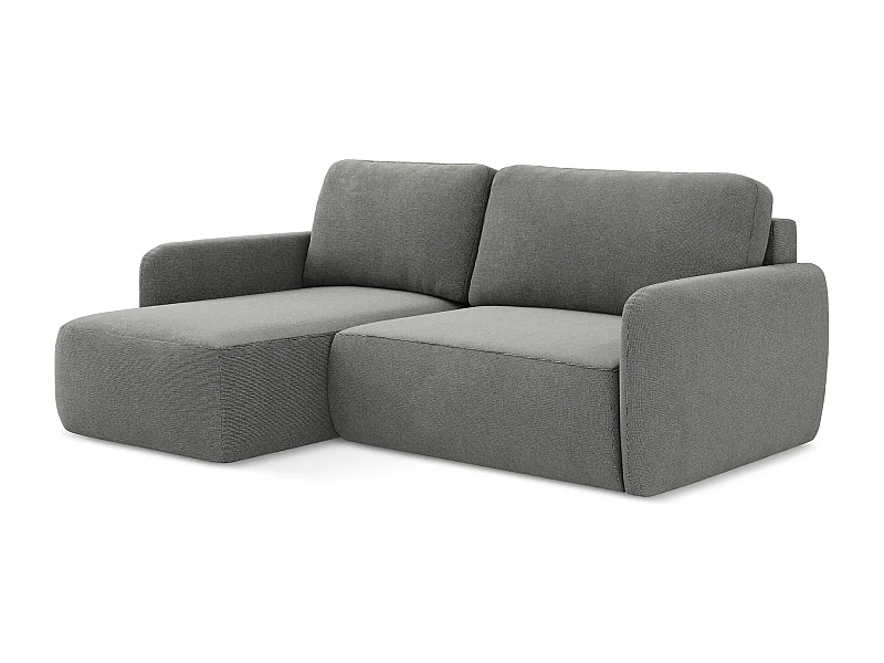2-Sitzer Ecksofa mit Schlaffunktion - Ecke Links - Strukturstoff - Grau - LILO