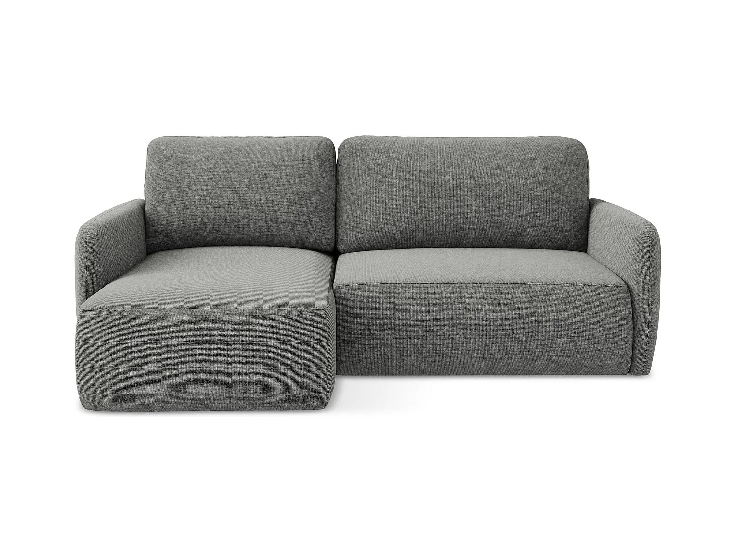 Canapé d’angle 2 places gauche convertible en tissu texturé - gris - LILO