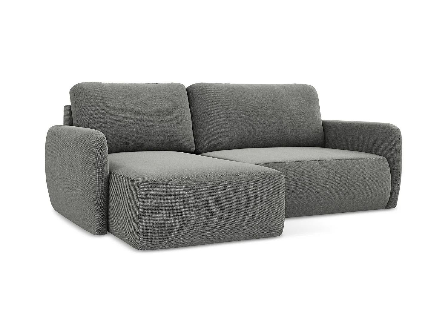 Canapé d’angle 2 places gauche convertible en tissu texturé - gris - LILO