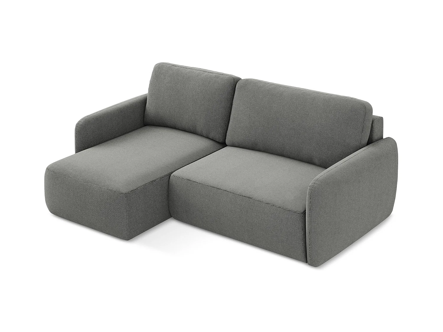 Canapé d’angle 2 places gauche convertible en tissu texturé - gris - LILO