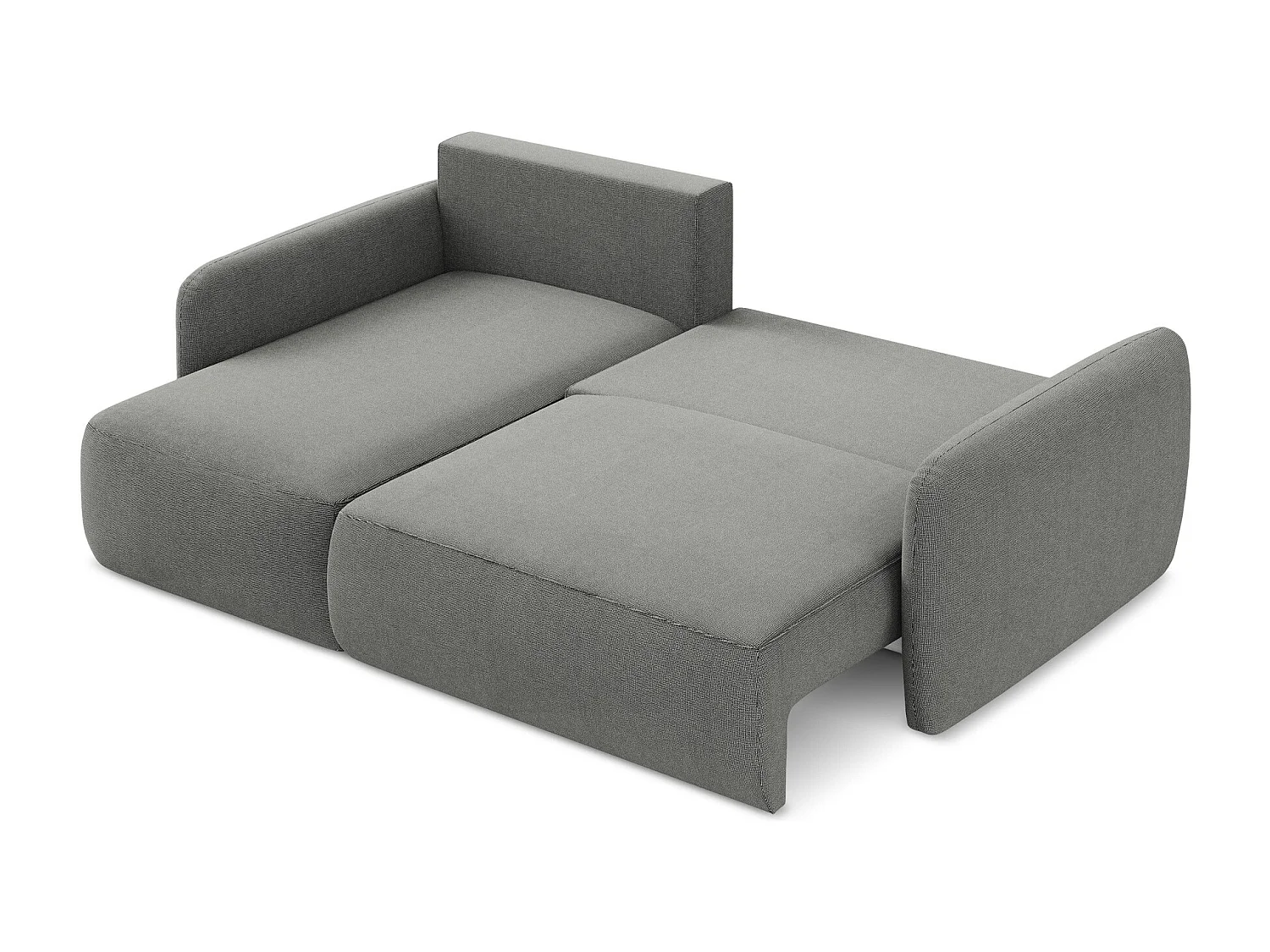Canapé d’angle 2 places gauche convertible en tissu texturé - gris - LILO