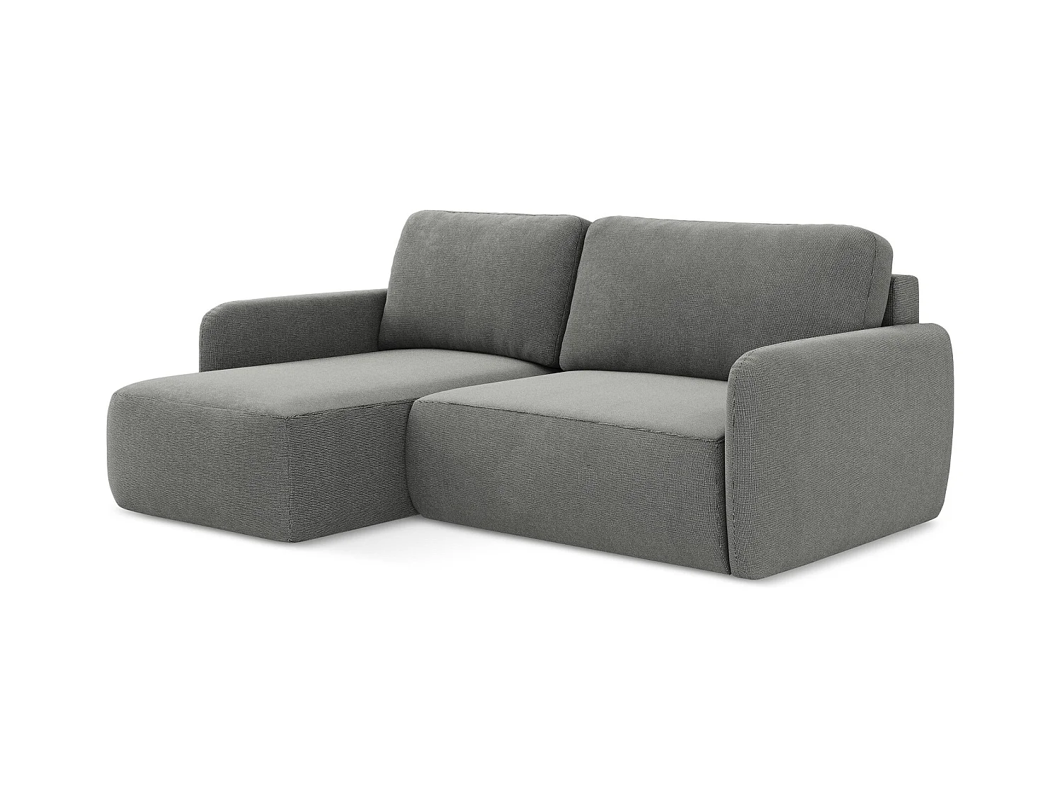 2-Sitzer Ecksofa mit Schlaffunktion - Ecke Links - Strukturstoff - Grau - LILO