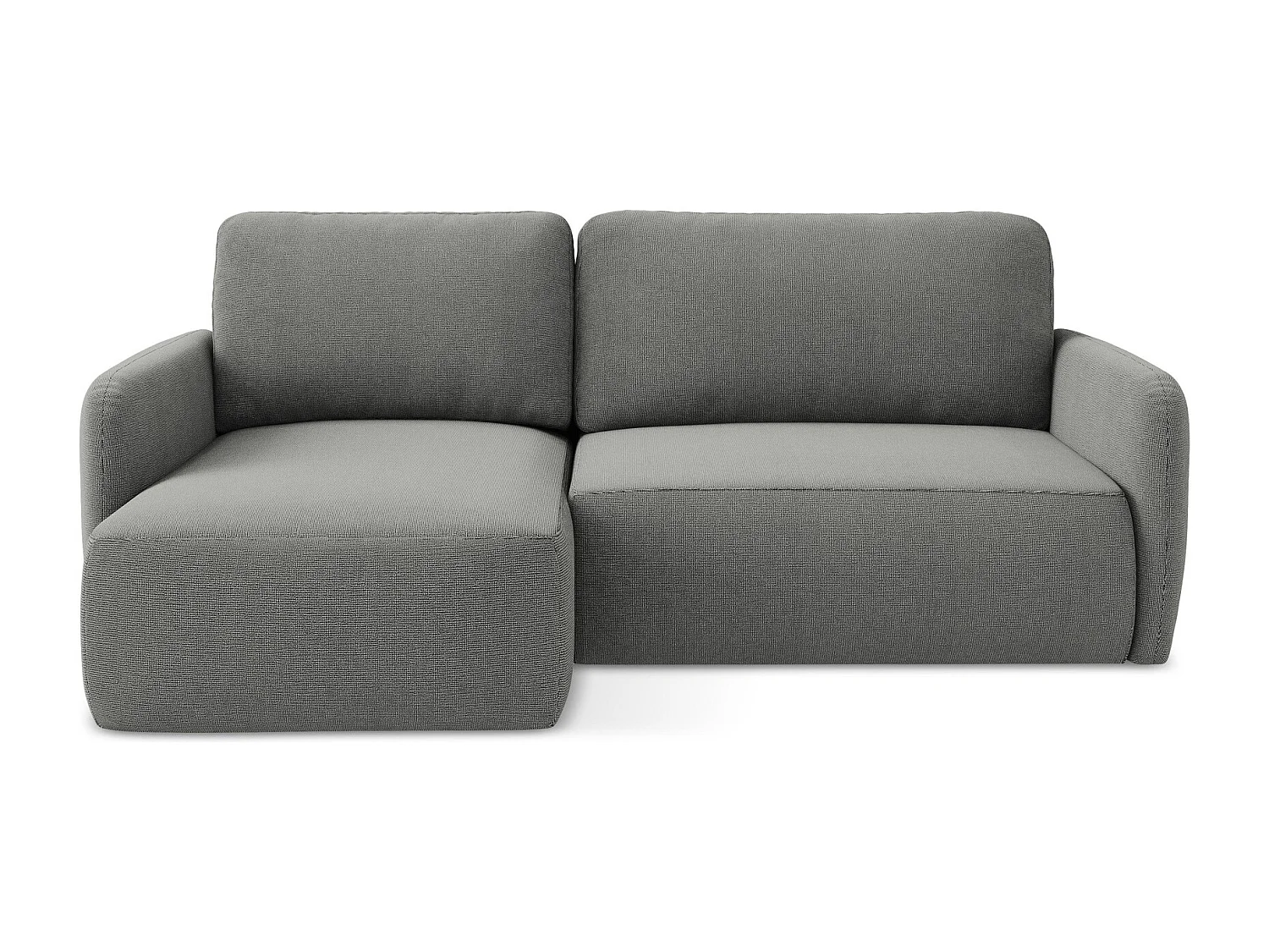 Canapé d’angle 2 places gauche convertible en tissu texturé - gris - LILO