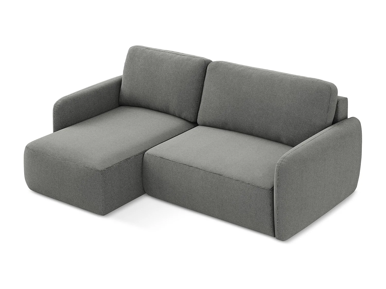 Canapé d’angle 2 places gauche convertible en tissu texturé - gris - LILO