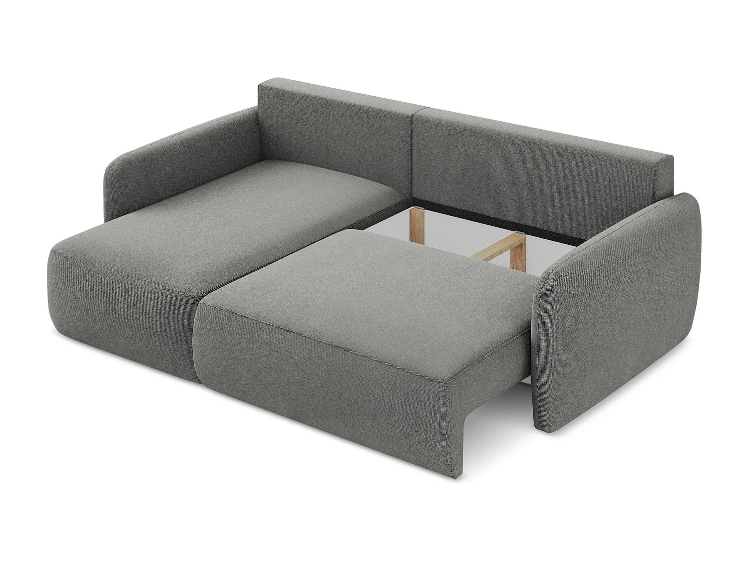 Canapé d’angle 2 places gauche convertible en tissu texturé - gris - LILO