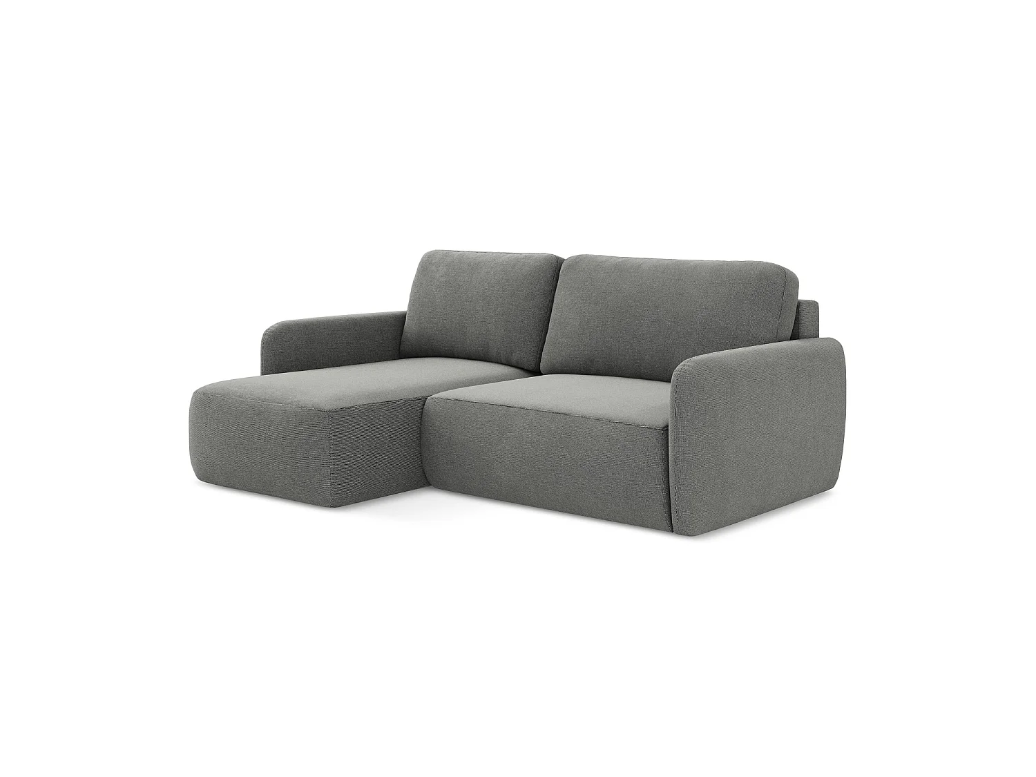 Canapé d’angle 2 places gauche convertible en tissu texturé - gris - CORLE