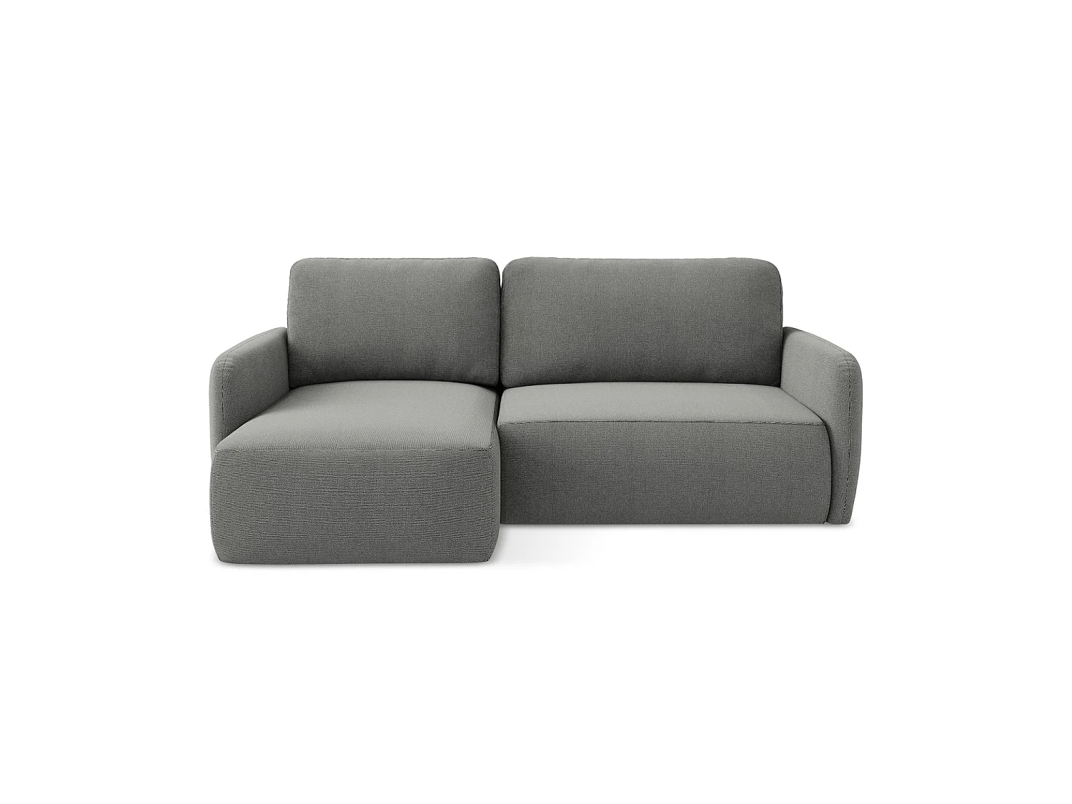 Canapé d’angle 2 places gauche convertible en tissu texturé - gris - CORLE