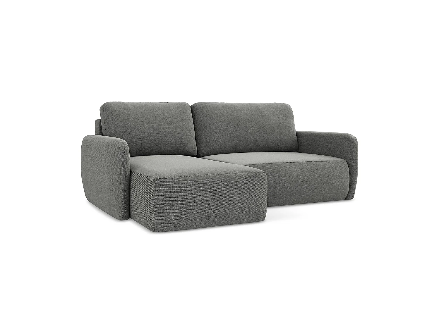 Canapé d’angle 2 places gauche convertible en tissu texturé - gris - CORLE