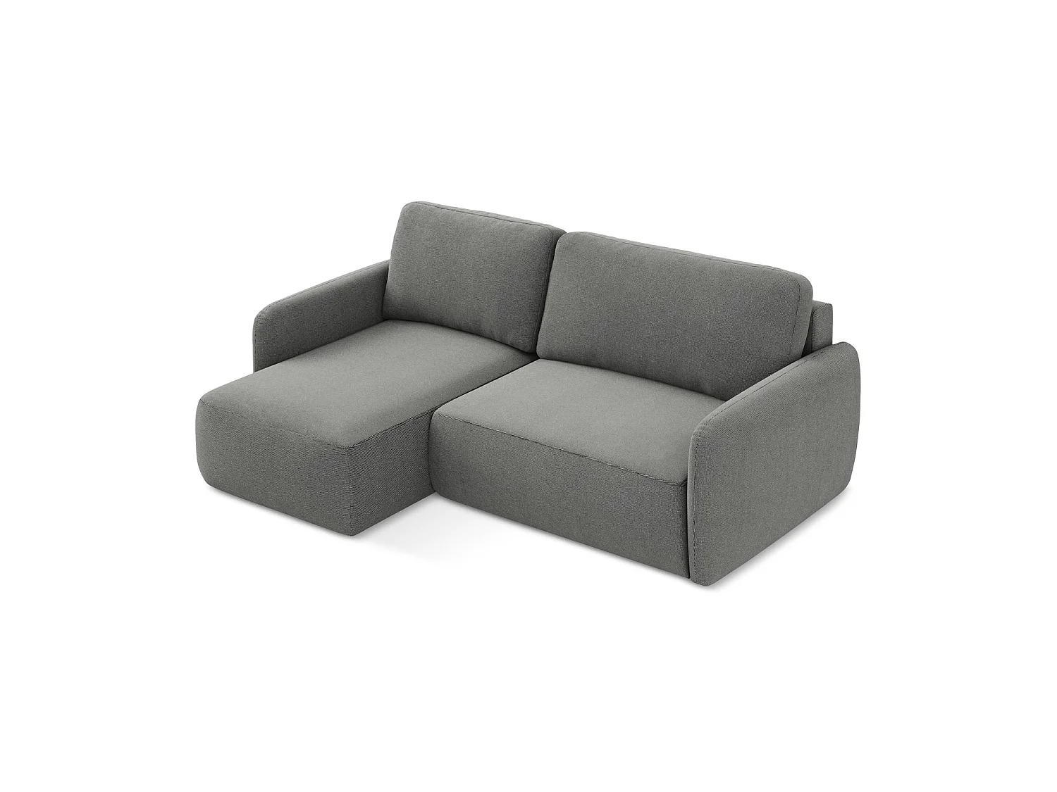 Canapé d’angle 2 places gauche convertible en tissu texturé - gris - CORLE
