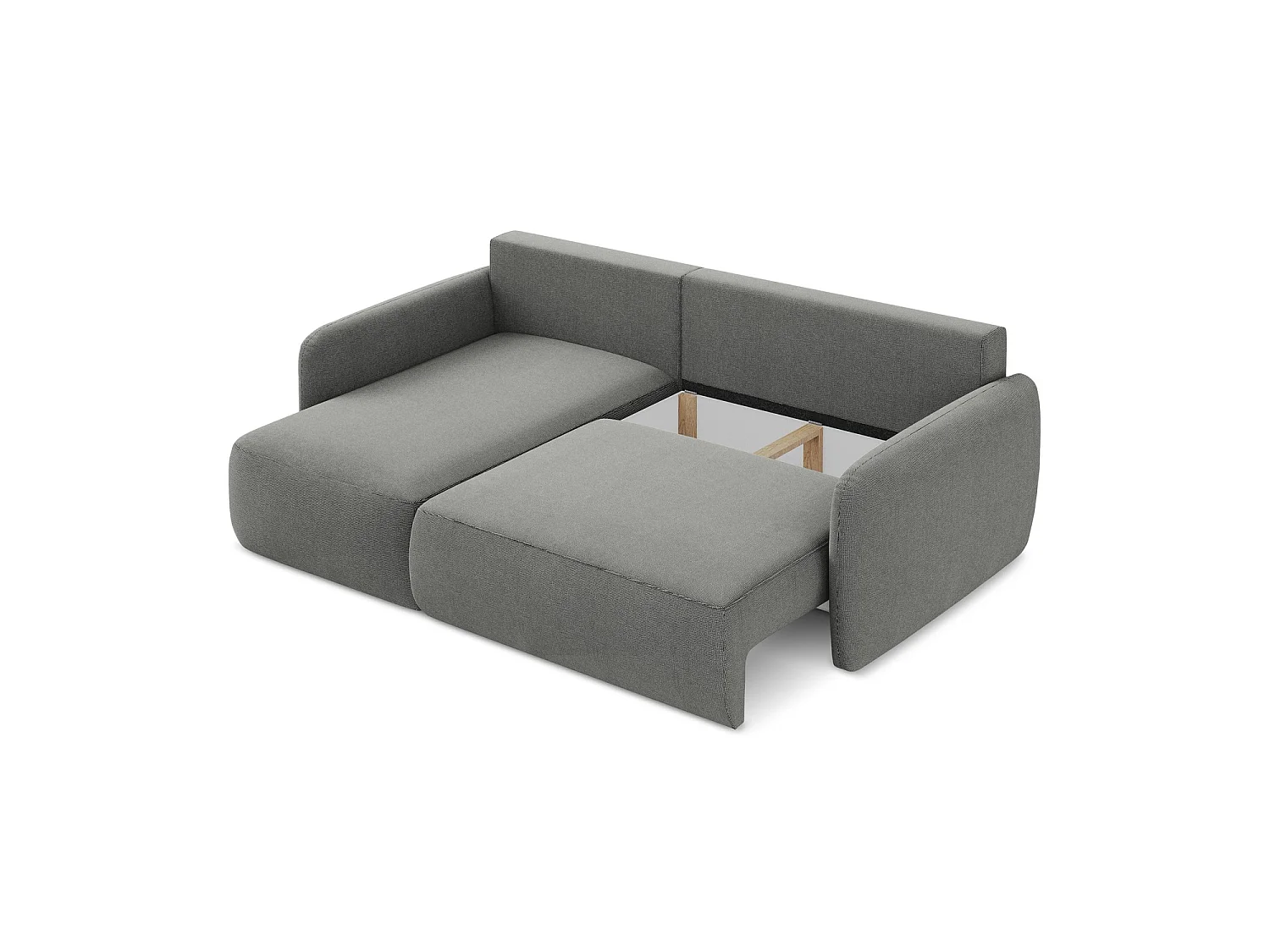 Canapé d’angle 2 places gauche convertible en tissu texturé - gris - CORLE