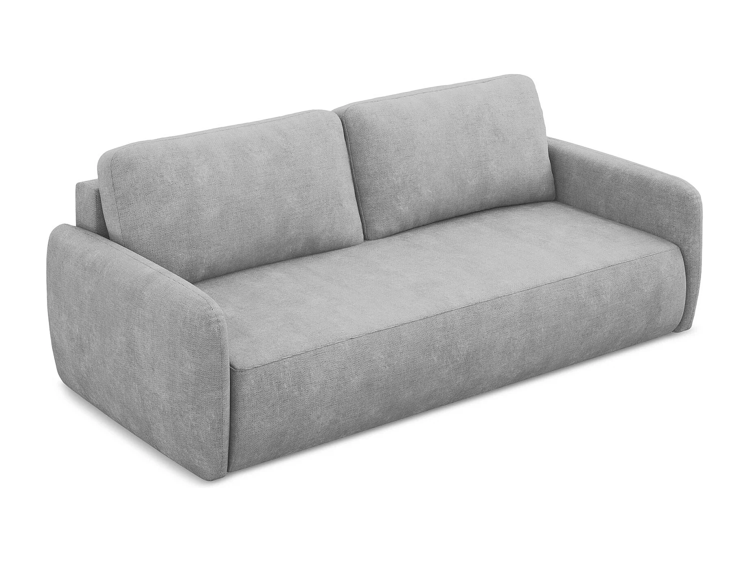 Driezits-slaapbank van lichtgrijs chenille stof - LILO