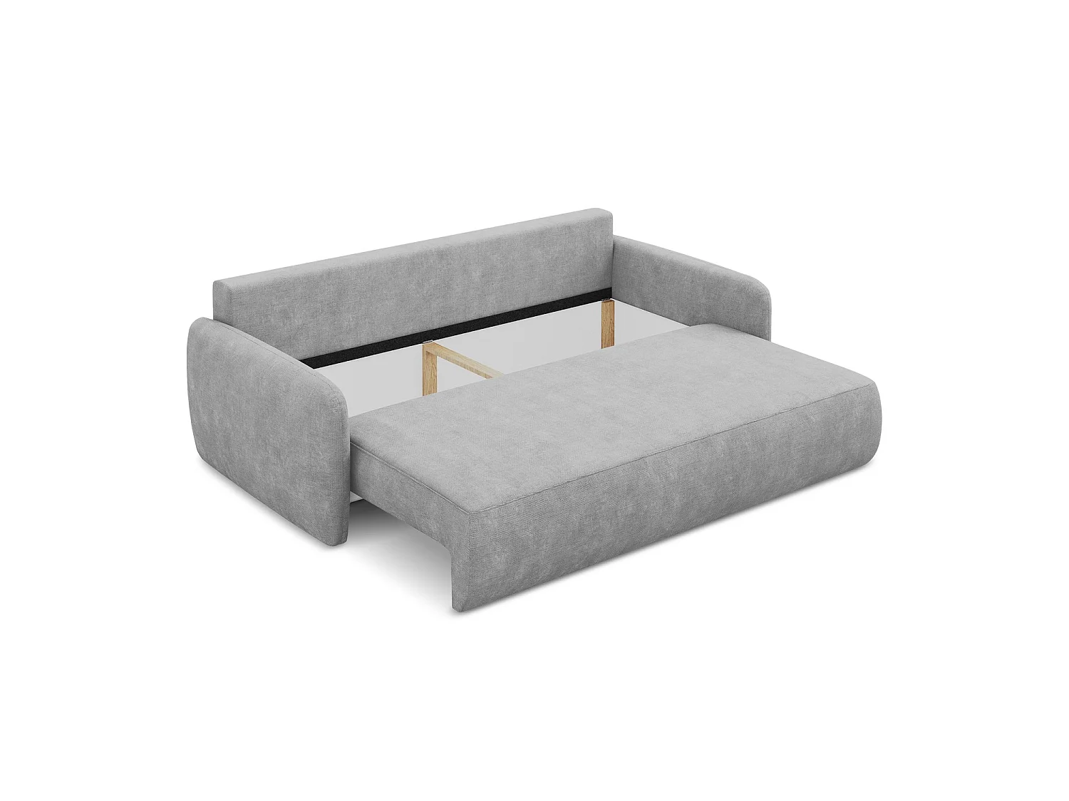 Canapé 3 places convertible en tissu chenille - gris clair - CORLE