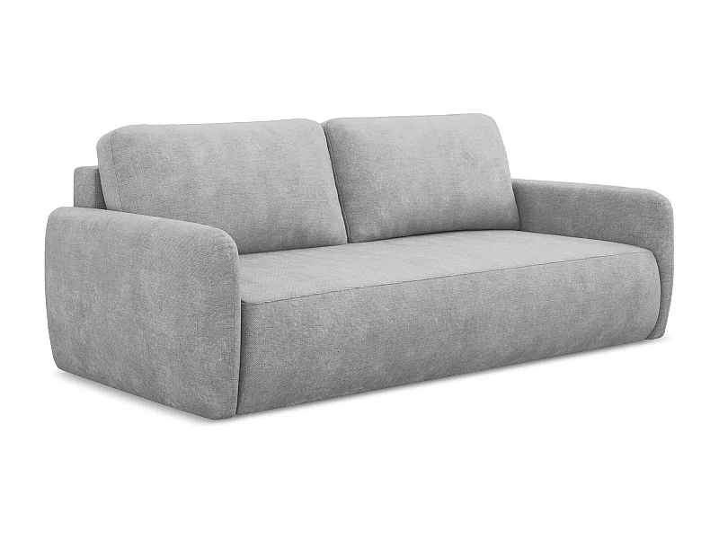 Driezits-slaapbank van lichtgrijs chenille stof - LILO