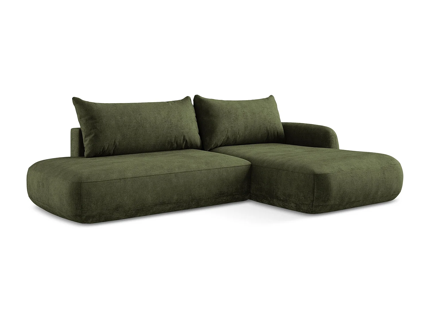 Canapé d'angle droit convertible en tissu chenille - olive - HALE