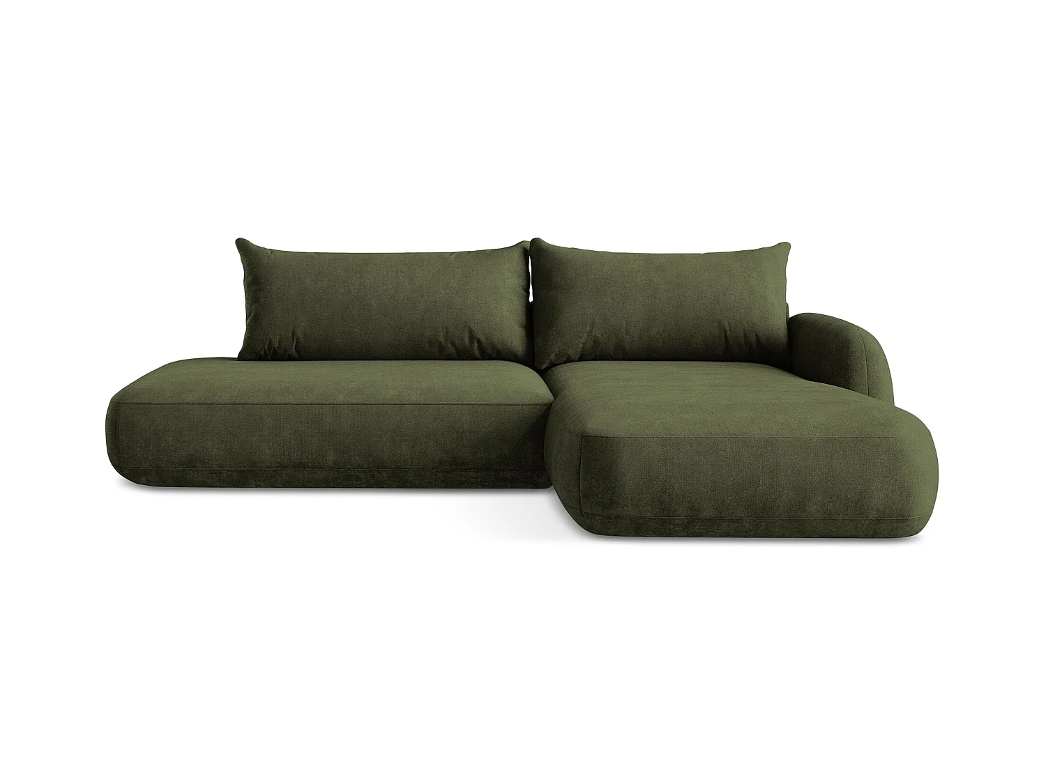 Canapé d'angle droit convertible en tissu chenille - olive - HALE