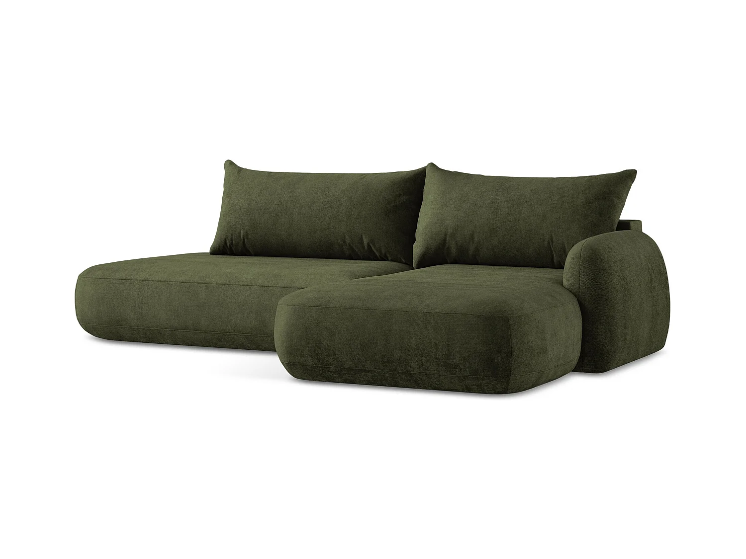 Canapé d'angle droit convertible en tissu chenille - olive - HALE