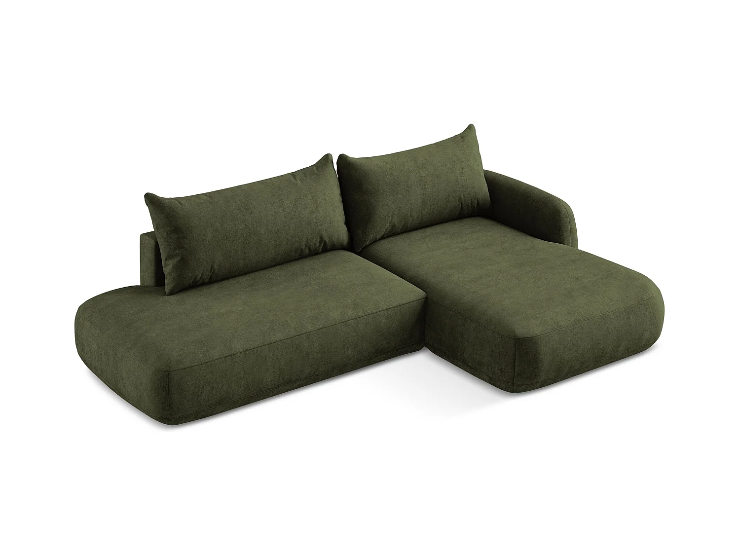 Canapé d'angle droit convertible en tissu chenille - olive - HALE