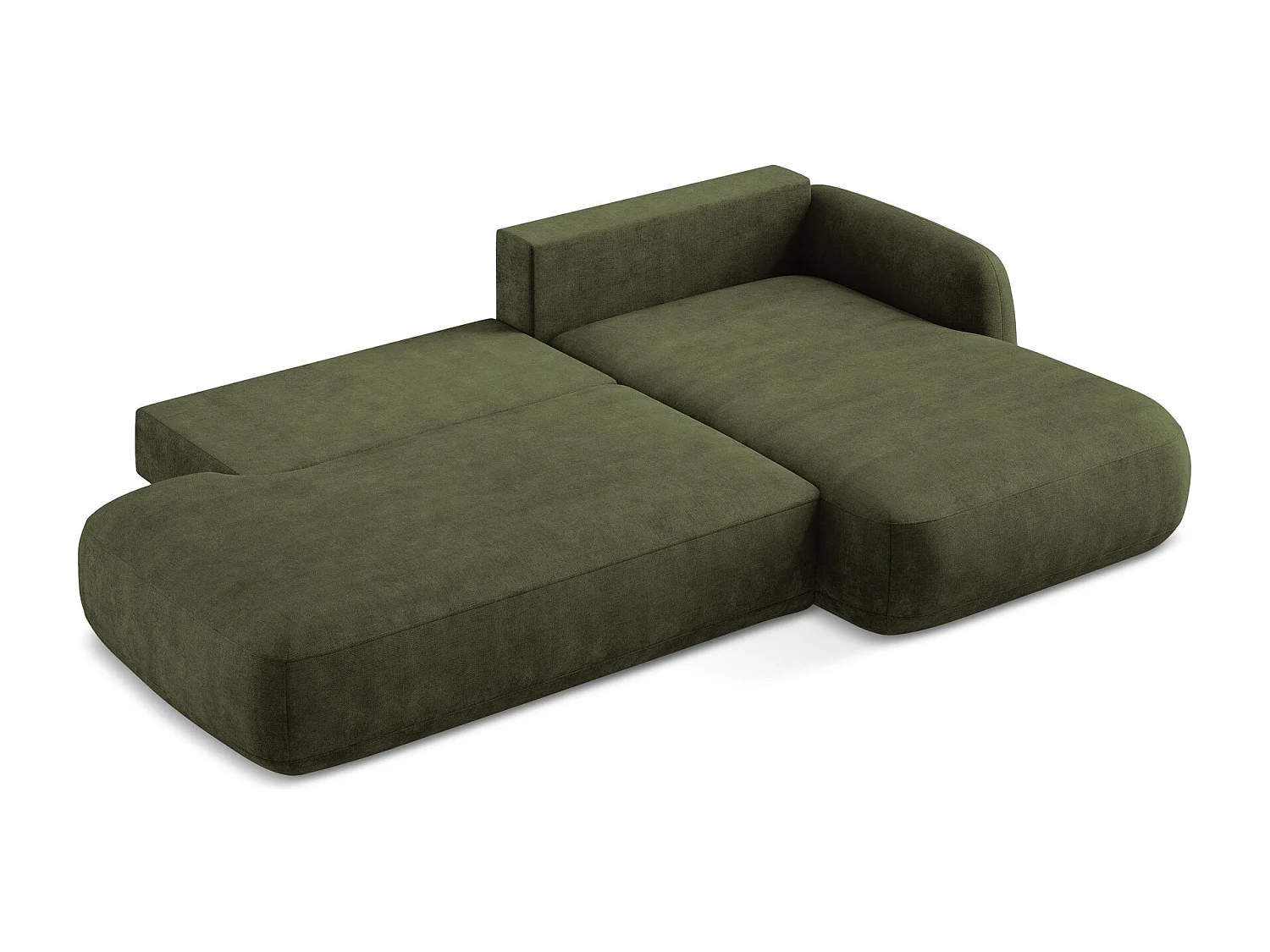 Canapé d'angle droit convertible en tissu chenille - olive - HALE
