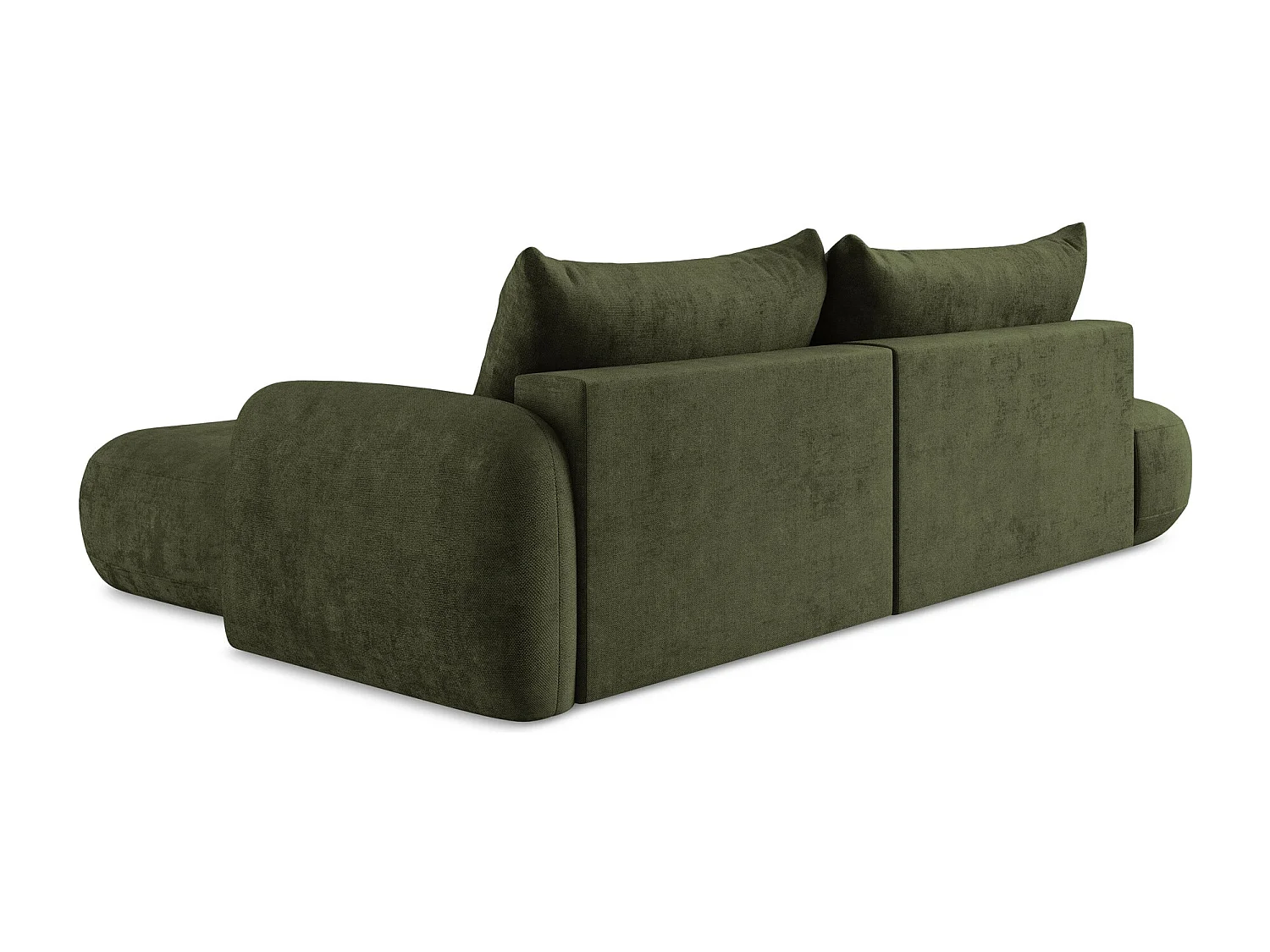 Canapé d'angle droit convertible en tissu chenille - olive - HALE