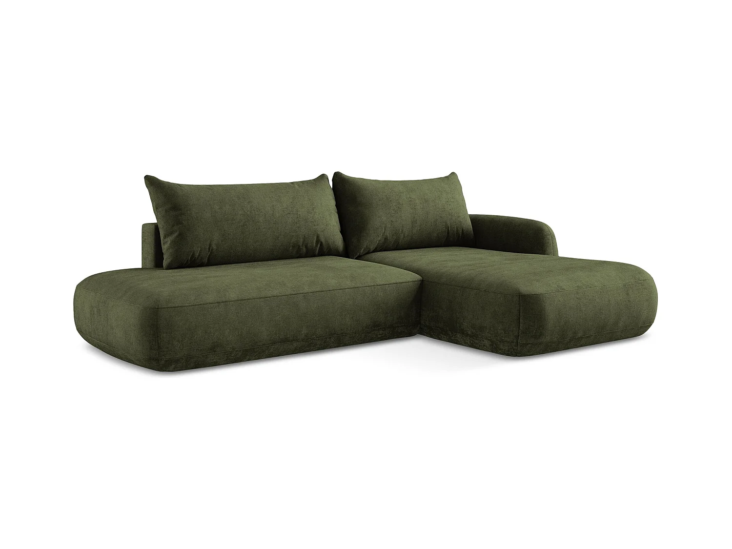 Canapé d'angle droit convertible en tissu chenille - olive - HALE